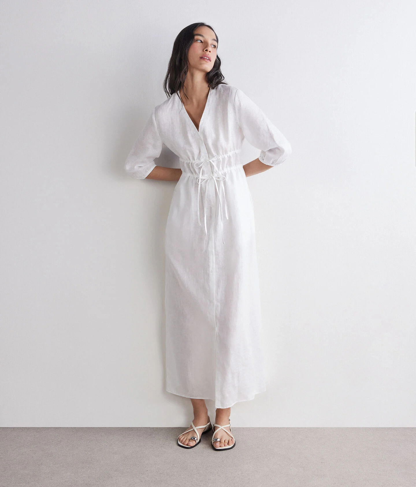 Linen dress with lacing