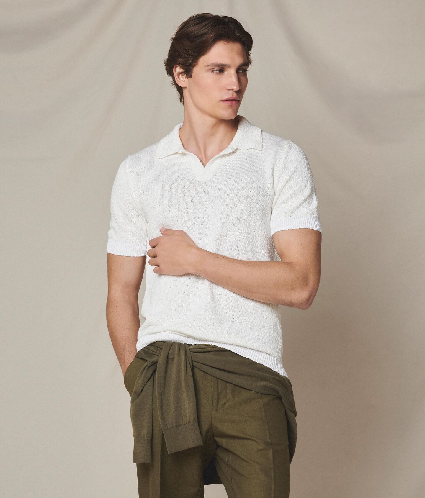 Polo shirt in boucle cotton