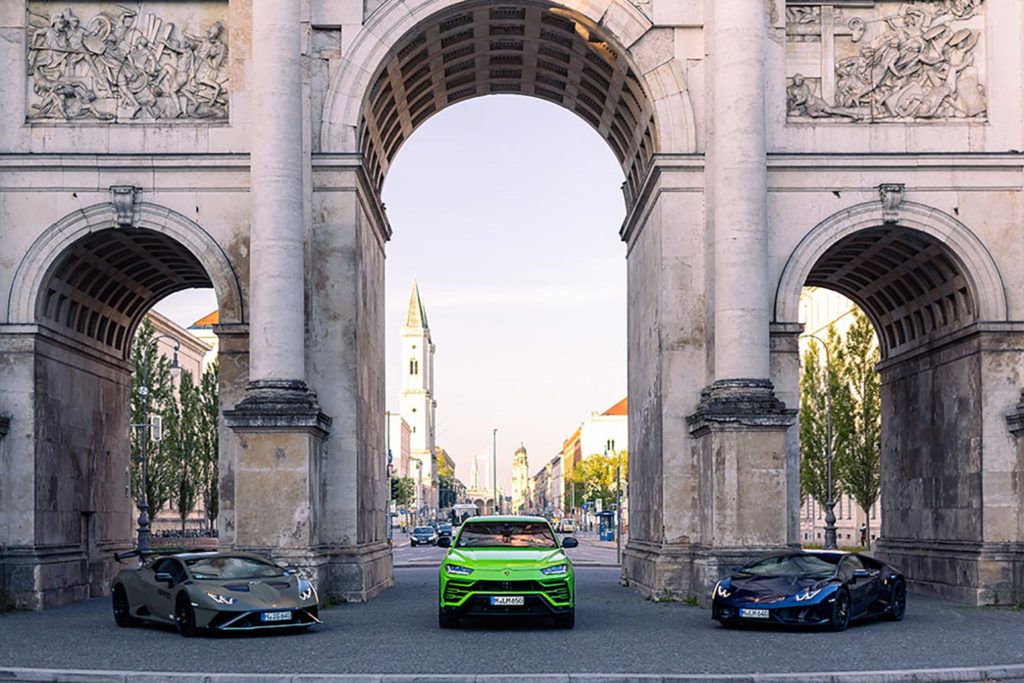 fleet of Lamborghini supercars